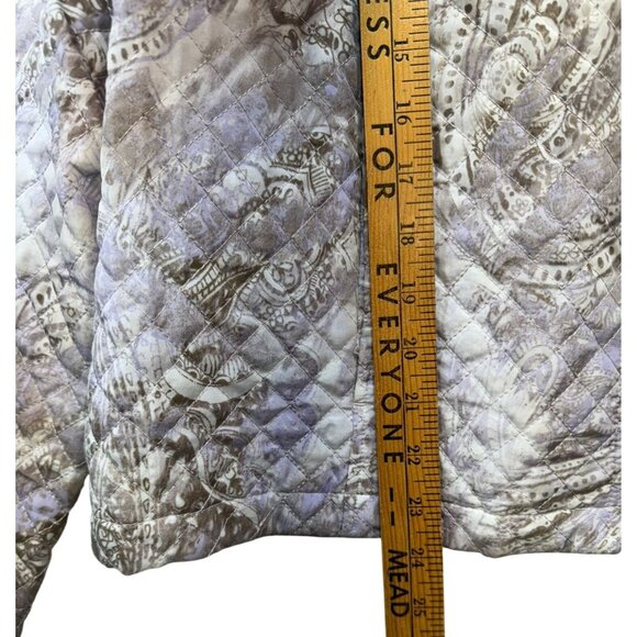 Chicos Womens Quilted Paisley Jacket Size 3 XL Purple Gray Shell Full Zip - Picture 7 of 13